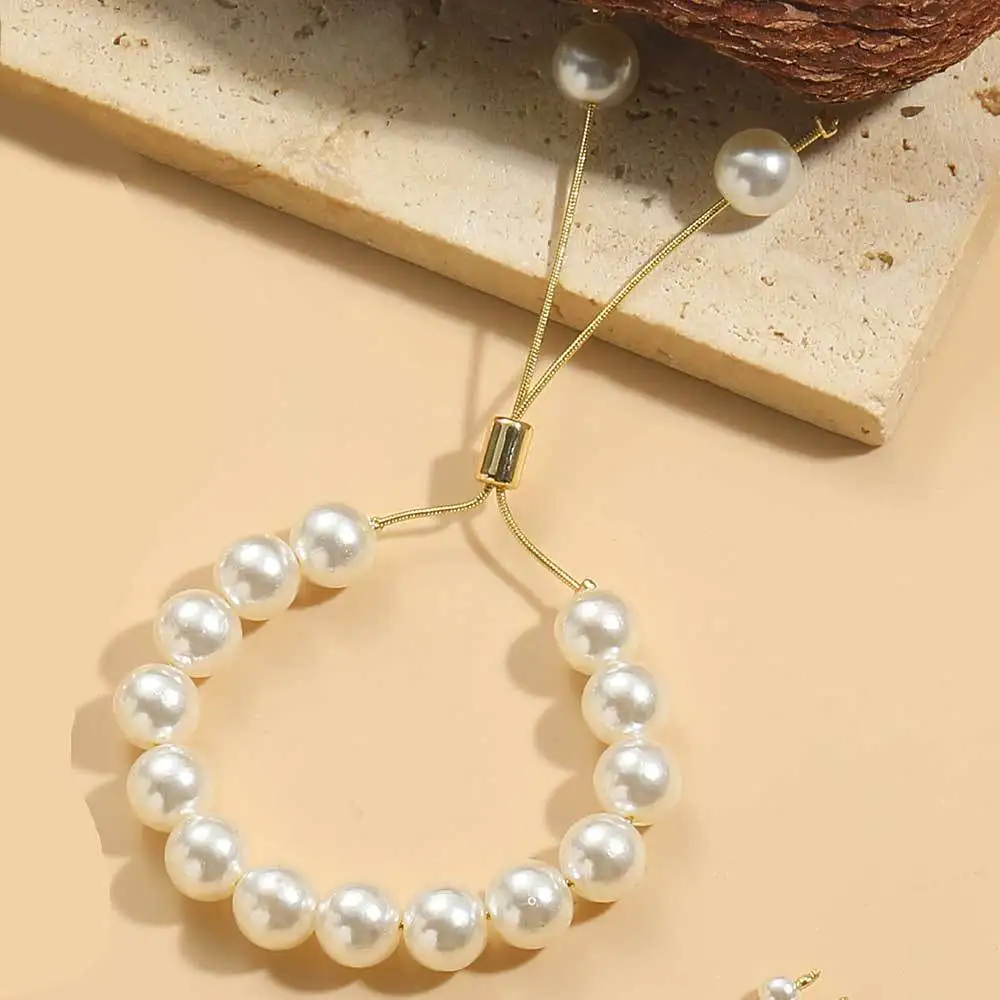2024 Personalizada Manufacturer Wholesale Ins Fashion Adjustable Charm ABS Pearl Bead Bracelet For Women Daily Wear Jewelry
