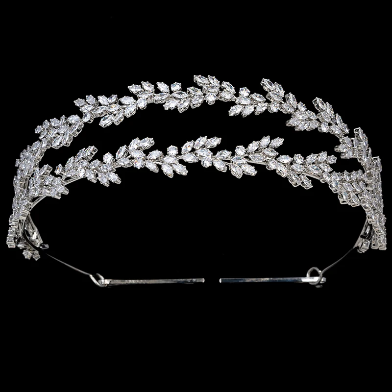 Drop Shipping Luxury Wedding Headbands  High Quality Cubic Zircon Bridal Hair Accessory Crown Tiara Women BC5836 Corona Princesa