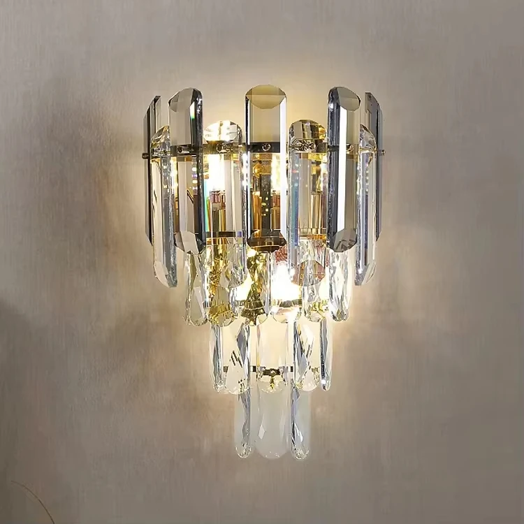 Cost-Effective Luxury Interior Champagne Gold Wall Lamp Sconce Living Room Hotel Lobby Fashion Design Wall Lights