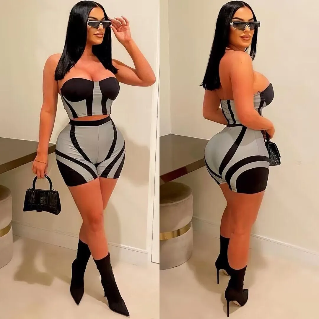 Fashion Summer Outfits for Ladies Two Piece Set Boutique Clothes 2 Piece Crop Top and Shorts Women Tank Top and Shorts Set