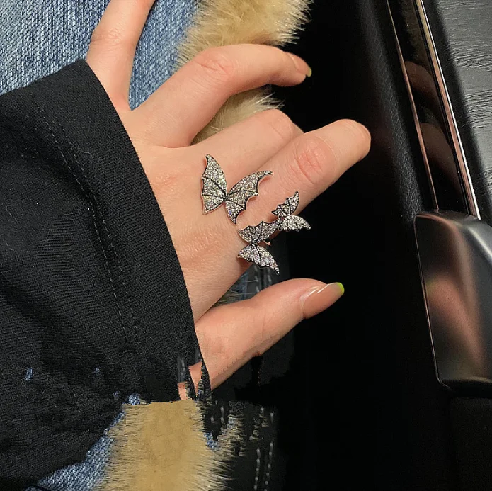 
XG1719 Zircon diamond stereo double butterfly ring so cool and sweet finger ring 