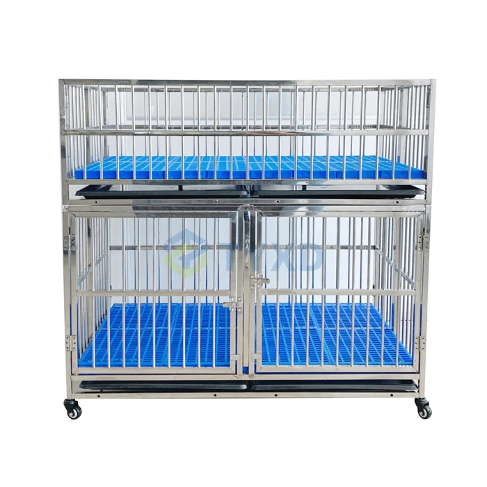 Folding Stackable 2 Layers Double Multi Layers Stainless Steel Tube Dog Kennel Cage