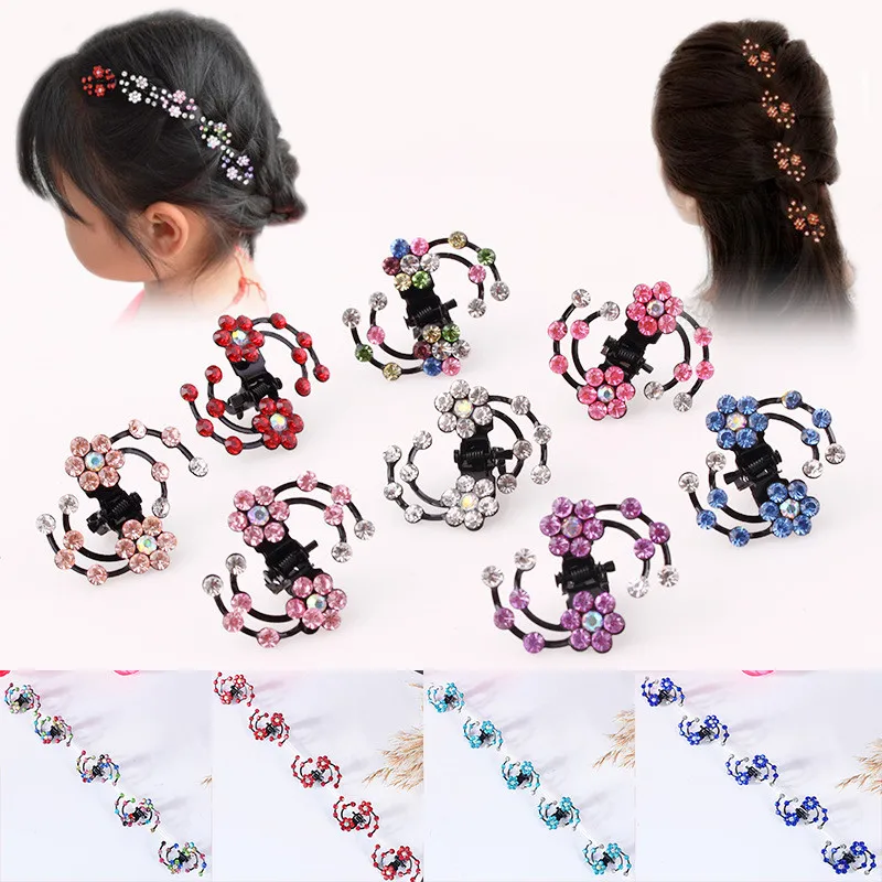 Mini Hair Clips Metal Mini Jaw Clip Blossom Rhinestone Crystal Claw Hair Clip