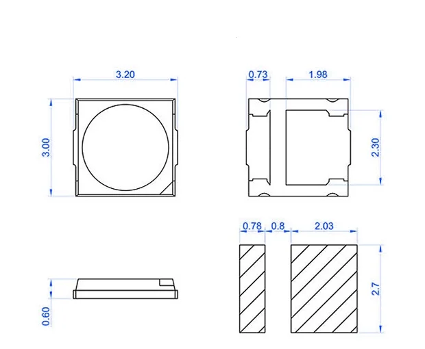 3030 3535 SMD LED high voltage 6V 9V 12V 24V 36V white chip datasheet