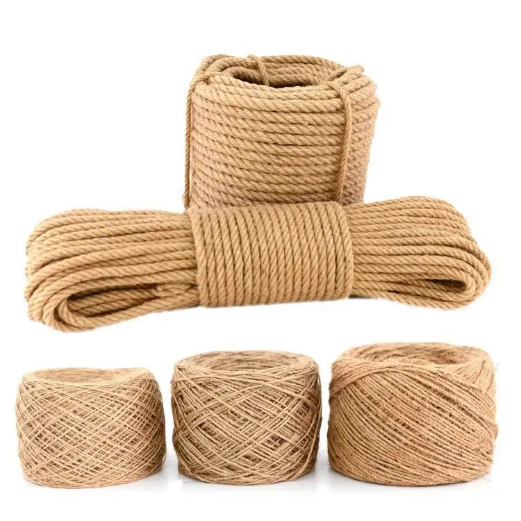 Jute Rope 100% Natural Jute Braided Twist Rope DIY Decoration Cord 1-50mm Biodegradable Durable Sisal Burlap Rope Hessian Twine