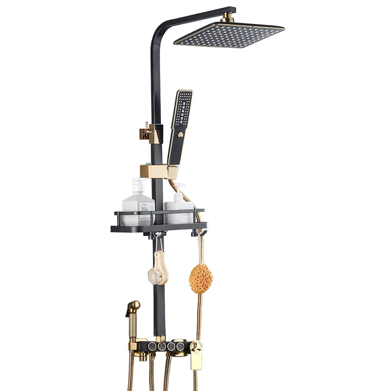 Bathroom Home Shower Shower Set Intelligent Constant Temperature Full Copper Button Pressurized Shower Nozzle