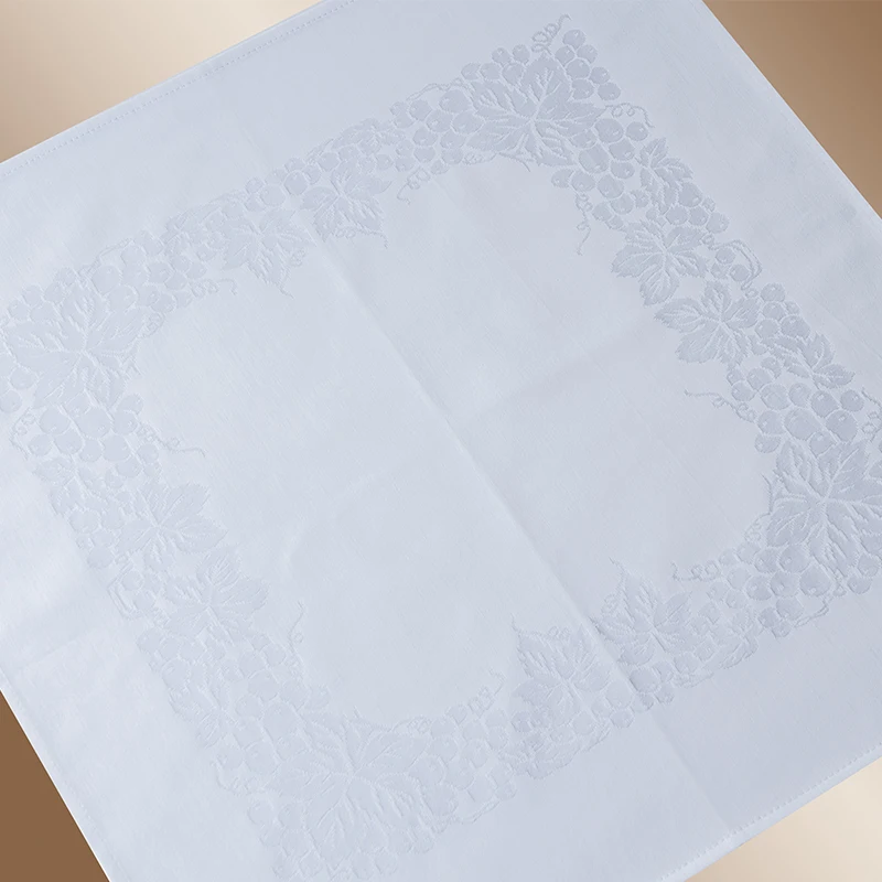 Wedding Cotton Table Cloth Sanitary Napkins Washable Fabric White Jacquard Napkin