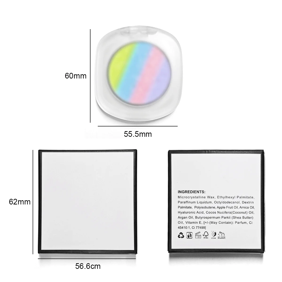 Custom Chameleon highlight mashed potato rainbow colorful diameter 42mm diamond eye shadow optical light variable color makeup