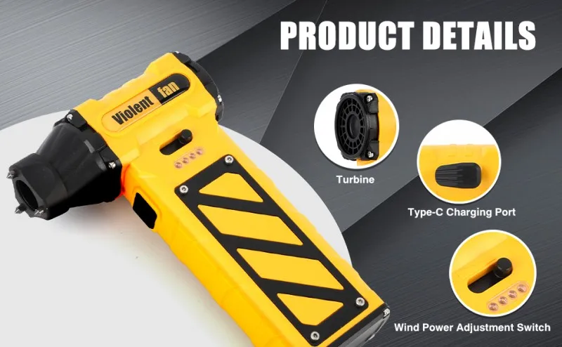 8000mah high speed super strong wind 110000rpm turbo violent fan with window breaker belt cutter