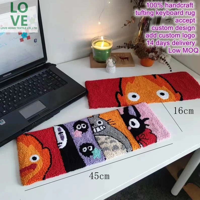 100% Handcraft Keyboard Coaster Custom Anime Soft Feel Tufting PC Mat Skateboard Cover Rug Floor Mat For Sale
