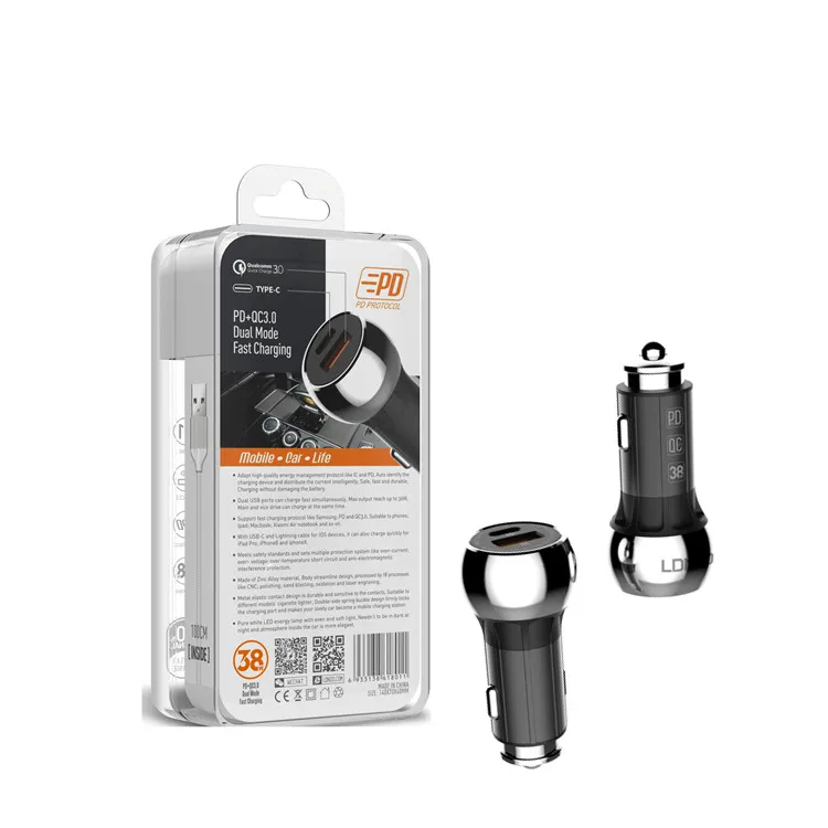 Ldnio C1 36W Fast Car Phone Charger Hot Sale With Pd And Qc Quick Car Charger Type-C