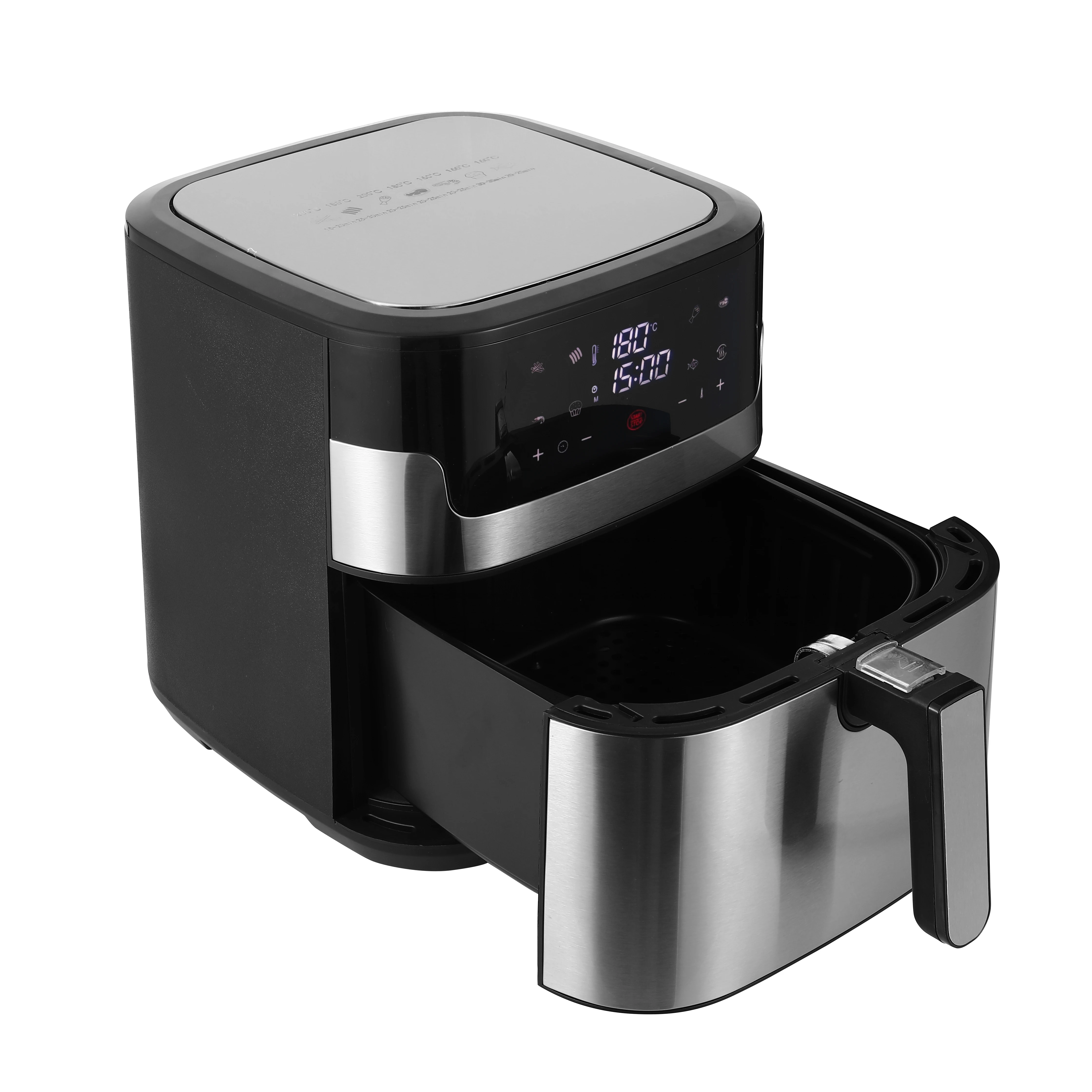 SS inside New 8L Hot sale Electric Digital  Air Fryer with 10 preset function Cooking with colorful panel for home use