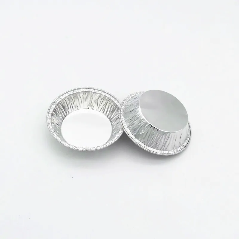 Food grade baking use mini size 90ml silver round tart & quiche pans aluminum foil disposable shallow tart pans for bakery