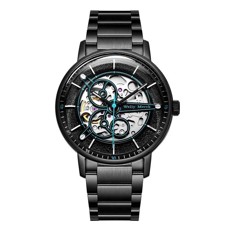  Luxury waterproof automatic mechanical skeleton watch men watches