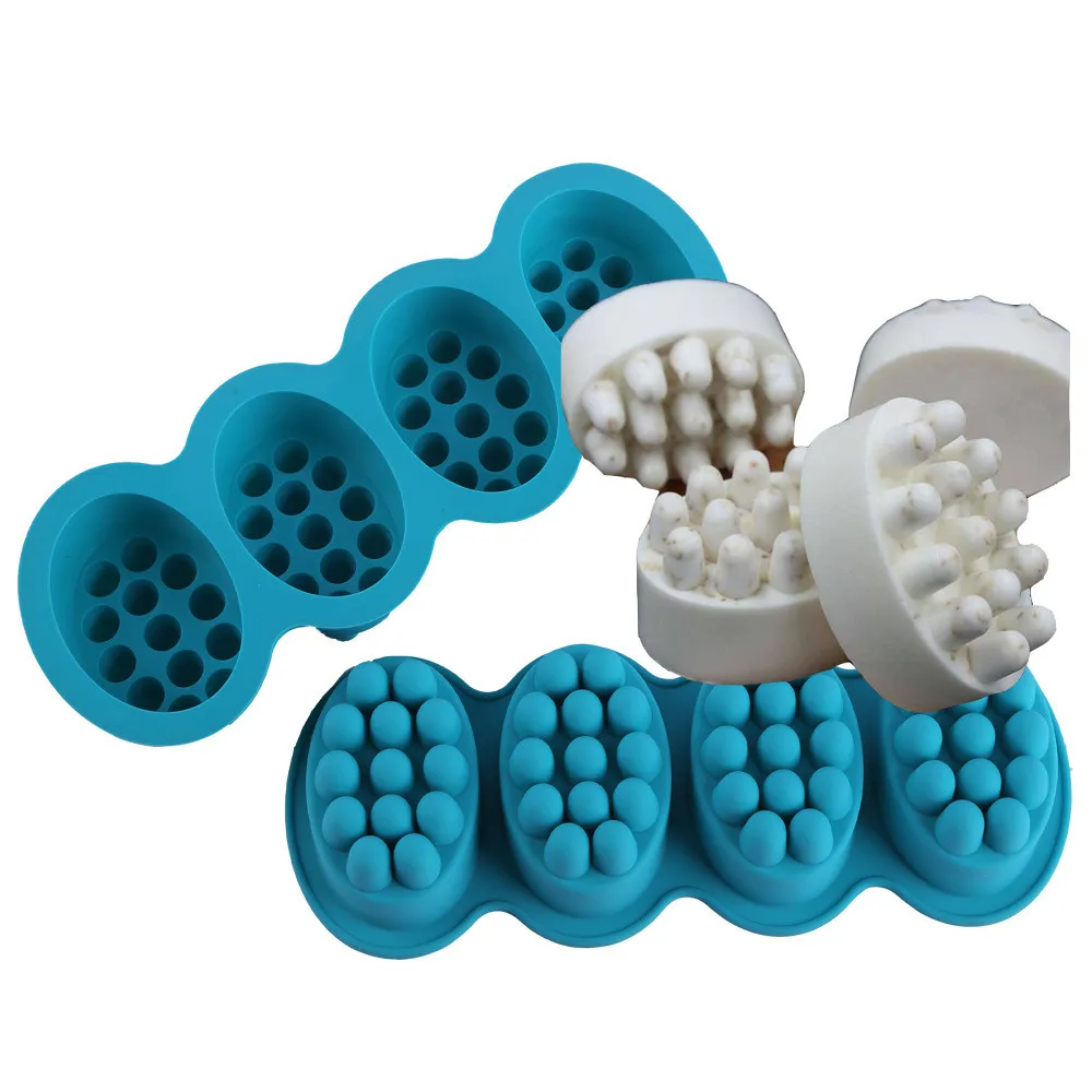 4 полости овальной формы для шоколадных Jabon Silicona Para jabones силиконовые массажные кусковое мыло 5 OZ