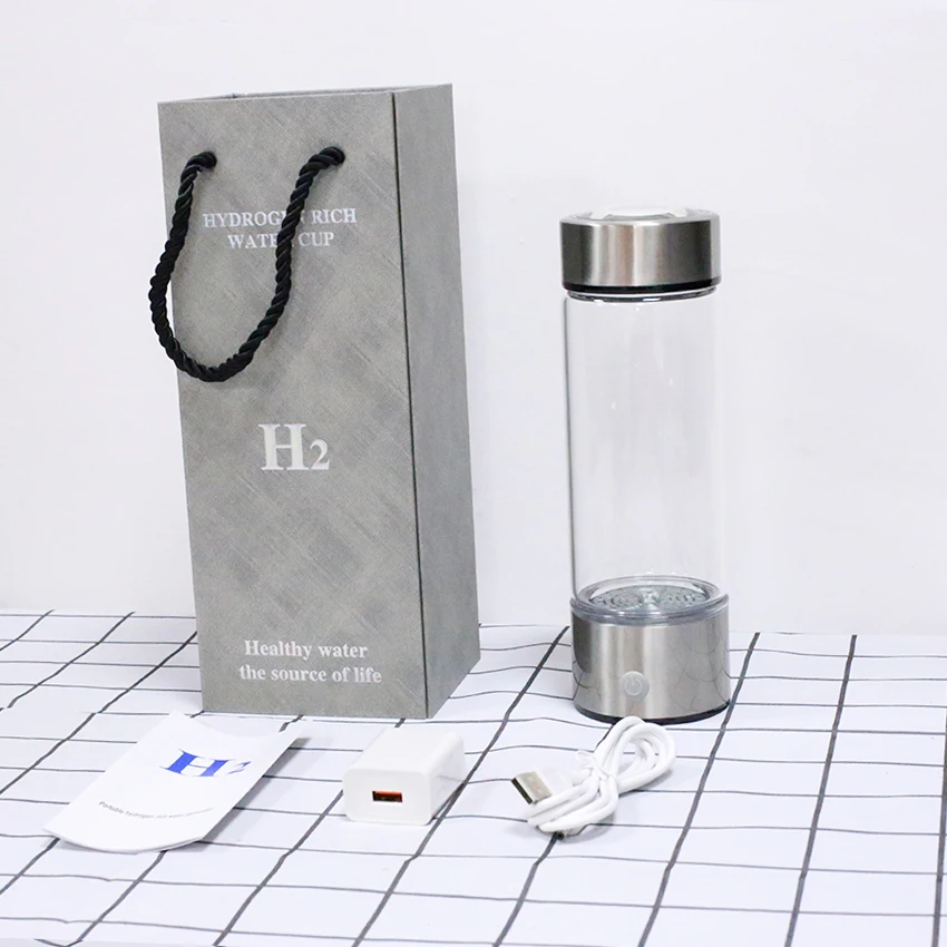 Wholesale Custom Best 2024 420Ml Portable Ioniz Water Electrolysis H2 Hydrogen Generator Hydrogen Rich Water Bottle