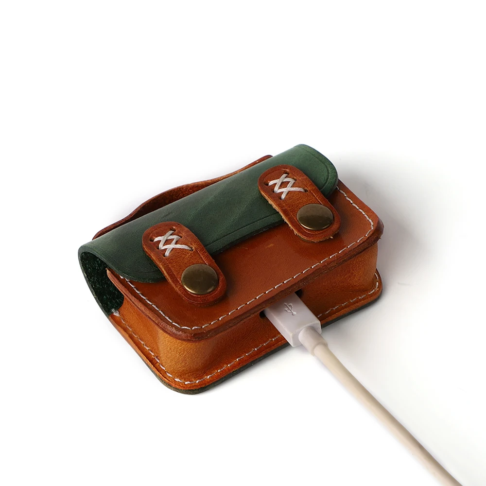 JOGUJOS Small Headphone Case Genuine Leather Protective Case Cute Headphone Carry Case For Head Phones