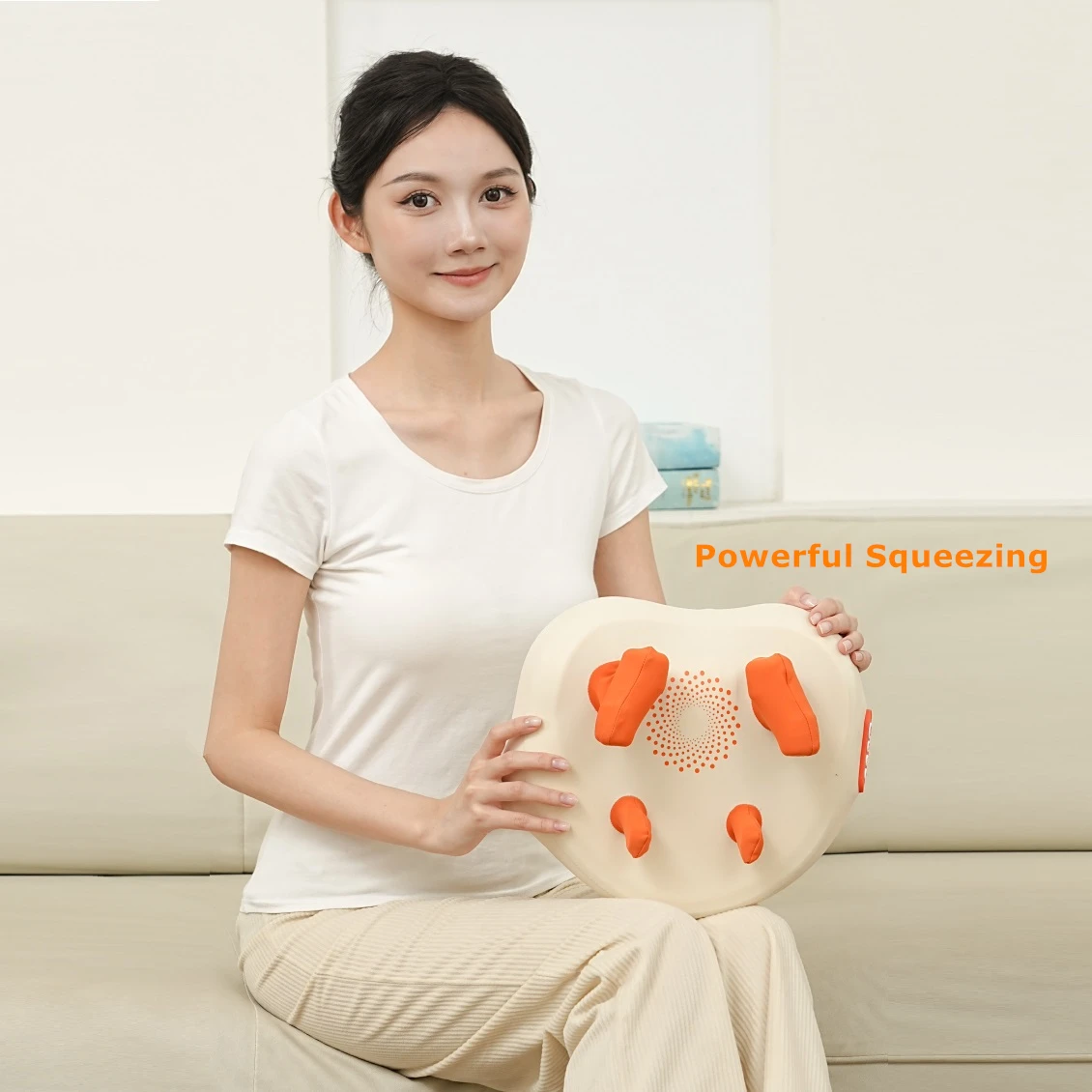 Electric Shiatsu Back Massage Cushion Squeezing Neck Massager Pillow With Powerful 12V Brushless Motor