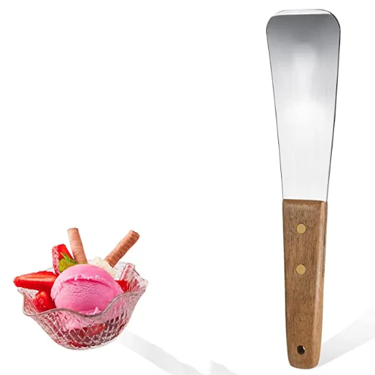 Hight Quality Ice Cream Scoop Stainless Steel Ice Cream Spoon Wooden Handle