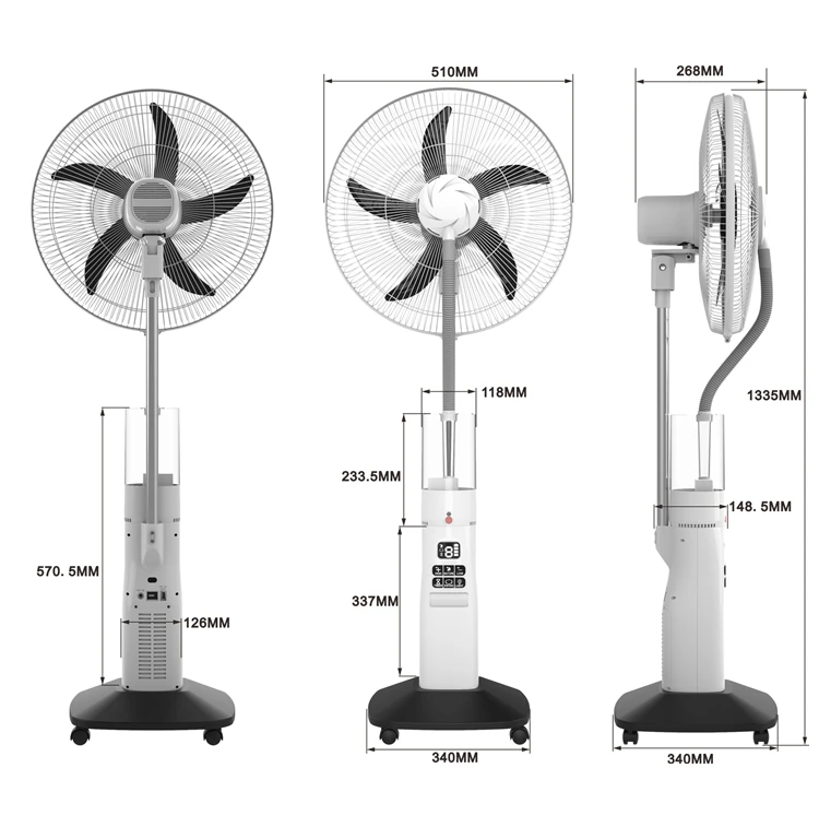 18 Inch Portable Newest Design AC/DC Water Cooling Rechargeable Mist Fan With remote