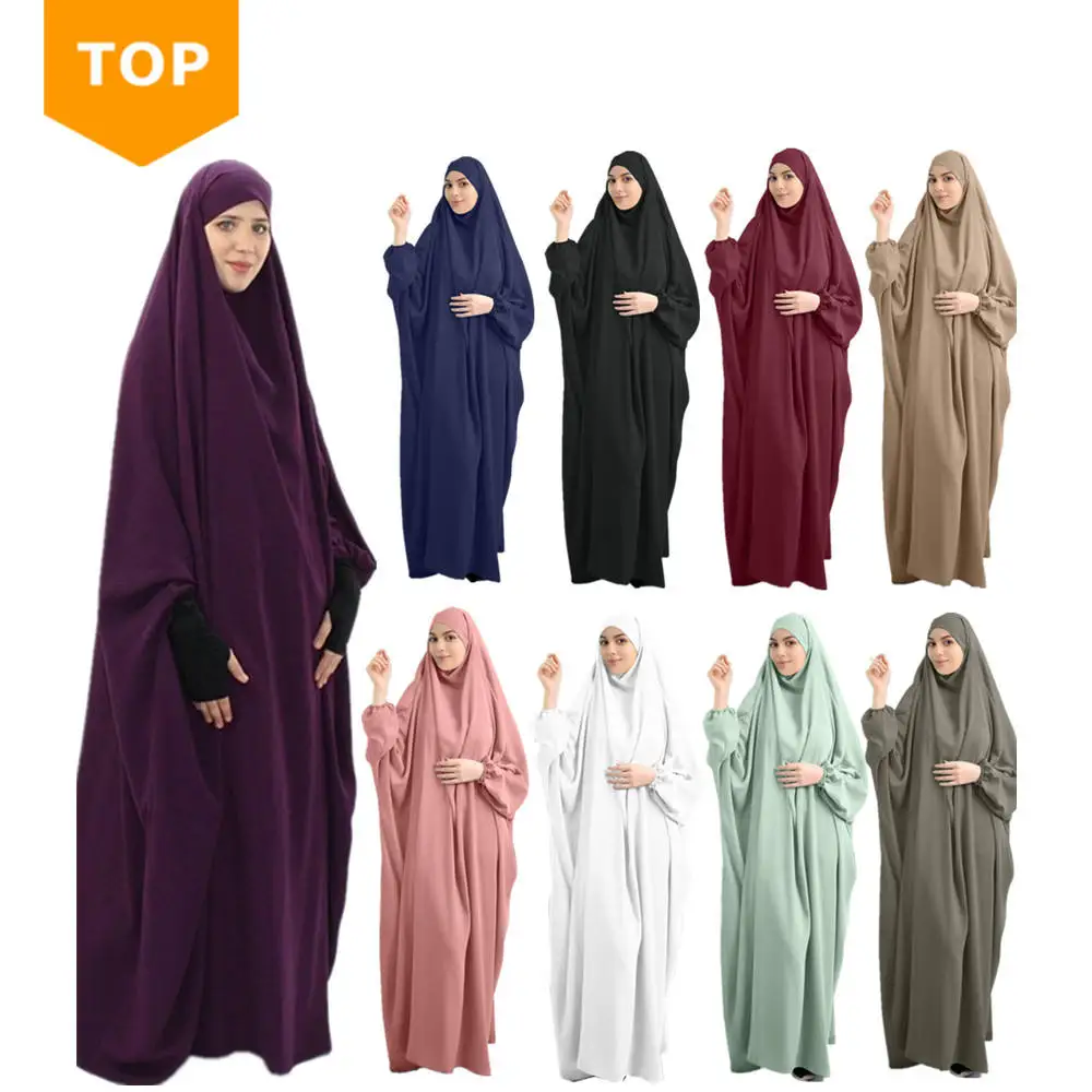 Factory Hot Sales Modern Design Islamic Maxi Long Jilbab Muslim Ramadan Abaya W/ Hijab Women Prayer Dress With Hijab