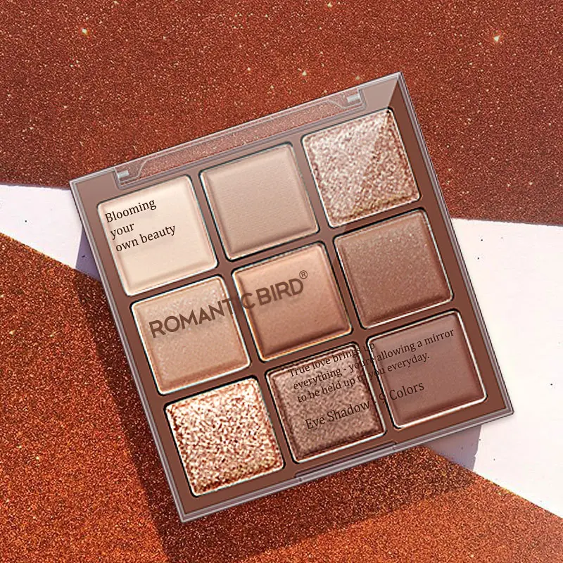Romantic Bird Wholesale Shimmer Good Quantity Vegan Natural Earth 9 Color Professional waterproof high pigment glitter eyeshadow