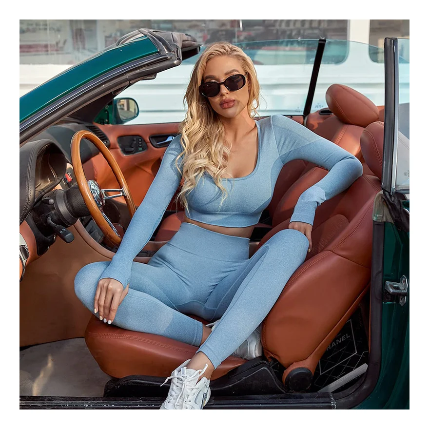 Factory Wholesale Women Fitness Sports Suits 2PCS Gym Wear 2 Pieces Seamless Yoga Set