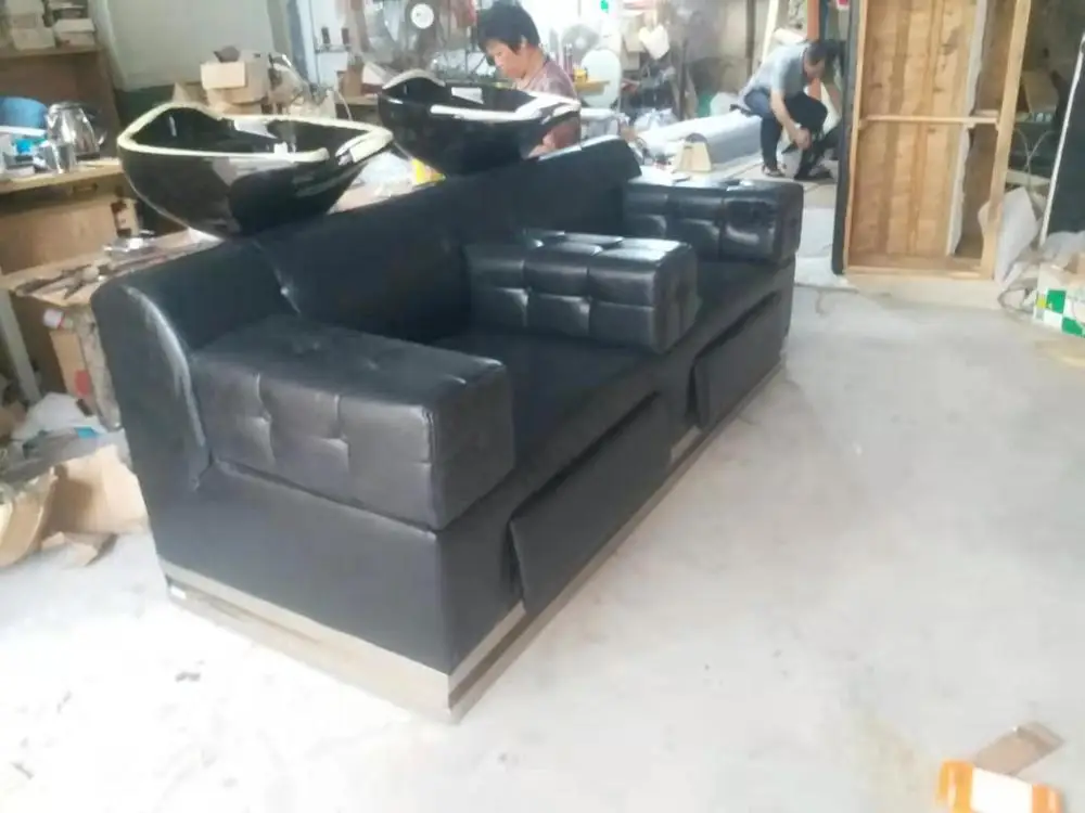 
2019 New Arrival 2 Cclors Double Shampoo Chair With Stainless Base 5 Years Warranty 