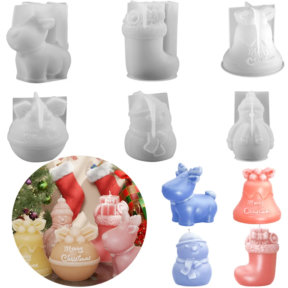 Diy Рождественский колокольчик, ароматическая свеча, полимерная форма, 3d колокольчик, мыло ручной работы, гипсовый торт, силиконовая форма