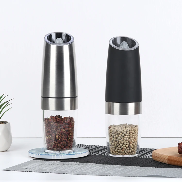 Induction Electric Pepper Grinder SUS Stainless Steel Ring Durable Hand Held Salt Pepper Grinder Set