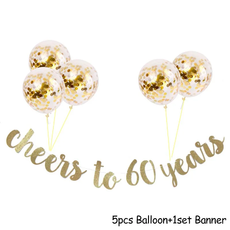  Happy Birthday 30/40/50/60 decoration set letter number banner glitter 12 inch confetti balloons Hello 30 Cheers to 40th