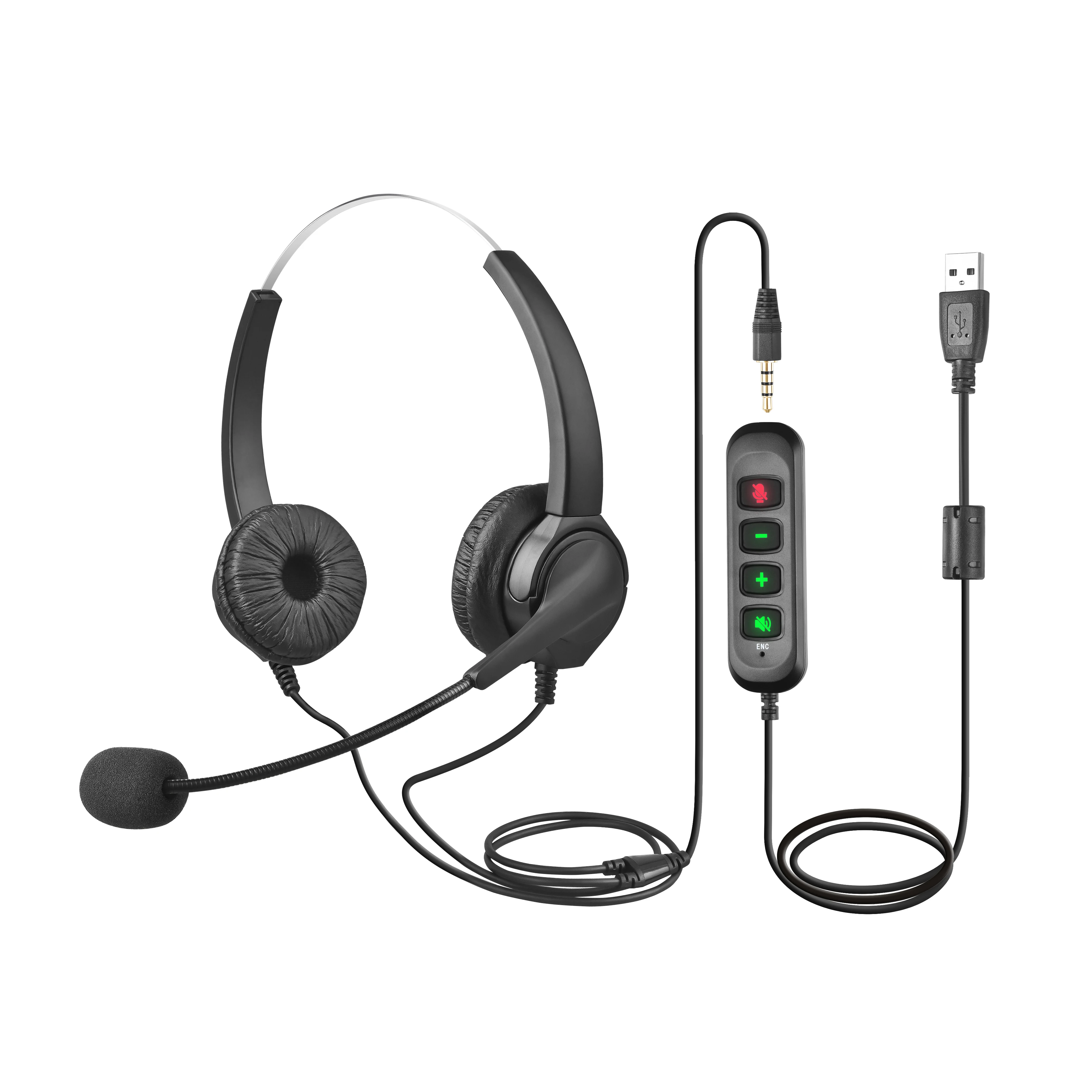 Lantronlife LL-83D Noise Canceling Call Center Headset, PC Headphone for Call Center Office Computer Business Meeting Microsoft