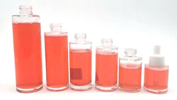 wholesale 20ml 30ml 40ml 50ml 60ml  90ml 100ml round straight glass lotion bottle with pump sprayer glass dropper