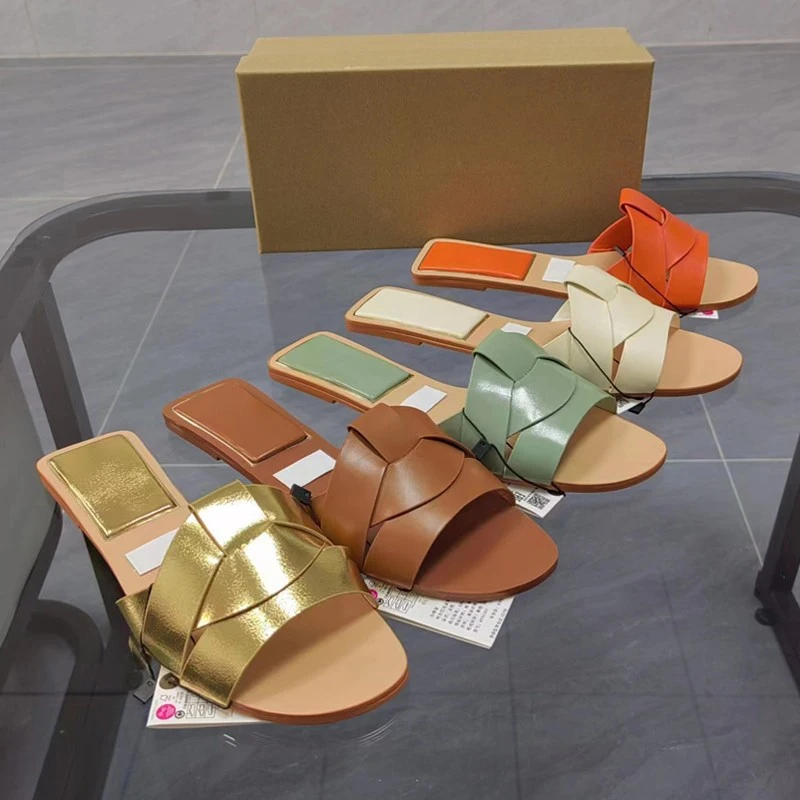 Newest Women Cross Belt Flat Slide Best Sellers Shoes For Outdoor Lady Casual Soft Leather ZA Slide Slippers