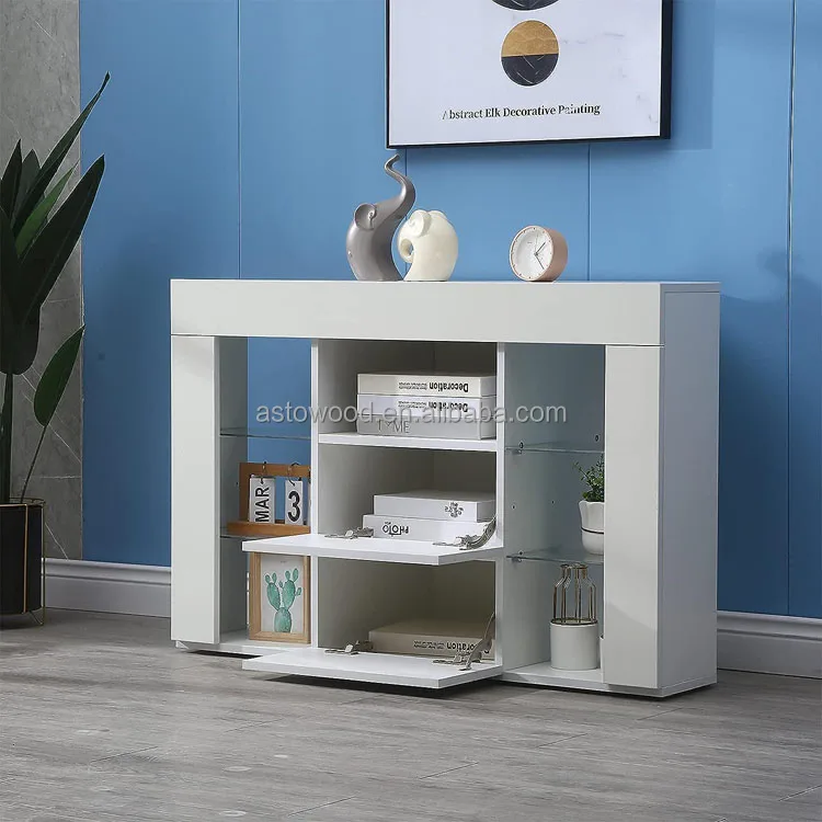 High Gloss Corner TV Stand Cabinet Cupboard Storage Furniture for Home Living Room with RGB Lights for 32 40 45 50 inch TV