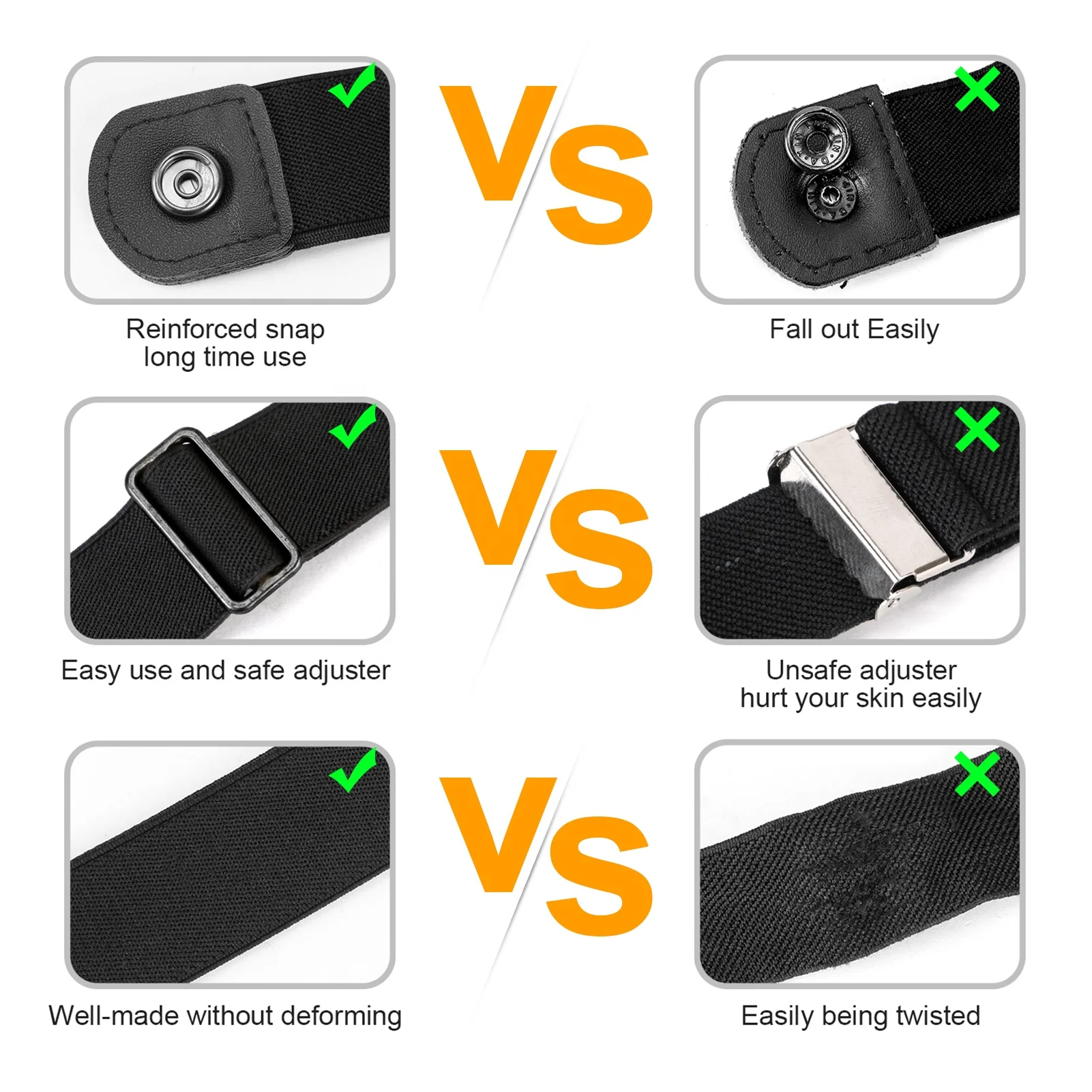 No Buckle Stretch Women Men Elastic Waist Belt Up to 50 Inch Canvas belt Jeans Pants belt