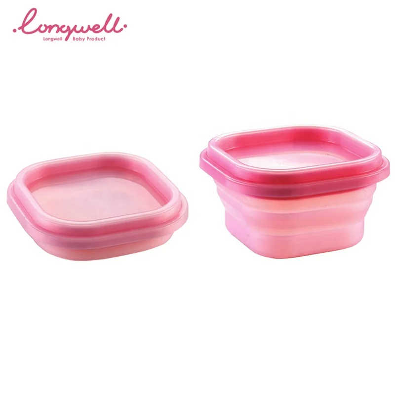
Ningbo Longwell Foldable Microwave Safe Silicone Camping Bowls Lids Feeding Baby Children Outdoor Silicone Collapsible Baby Bowl 