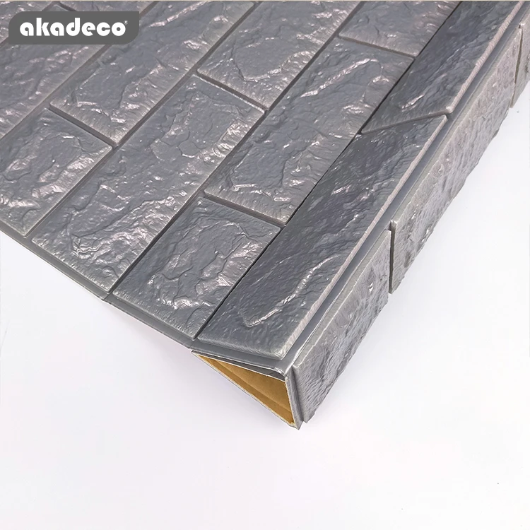 In Stock 3D Foam Wall paper Brick grey wallpaper for home decoration
