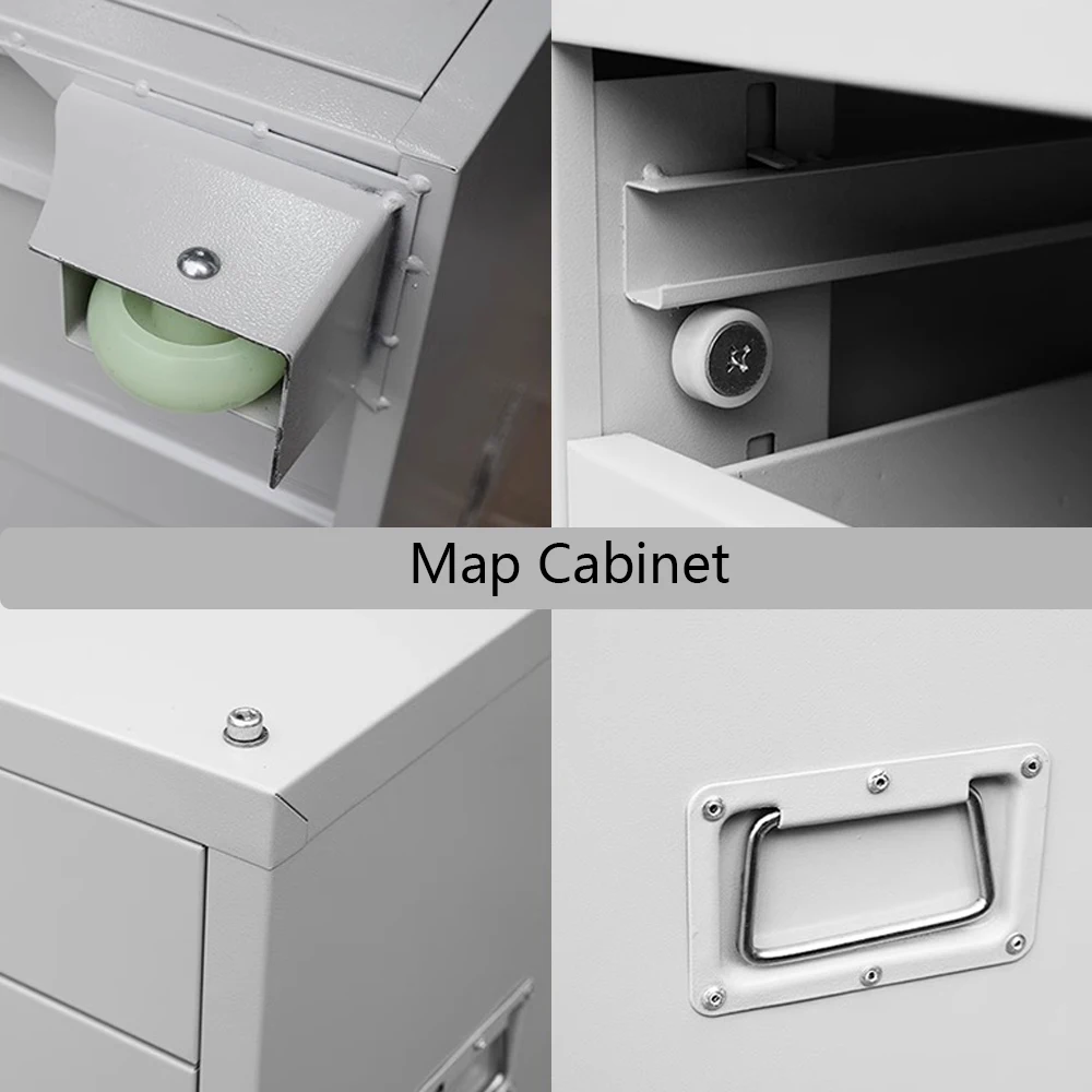 Modern 5-Drawer Steel A1 Size Large Paper Map Drawings Flat File Chest Cabinet with wheels for Art Office Architectural Design