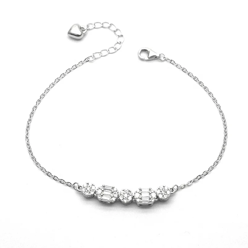 Изящные ювелирные изделия минималистский кубический цирконий браслет 925 стерлингового серебра изысканный Цирконий Браслет женщин