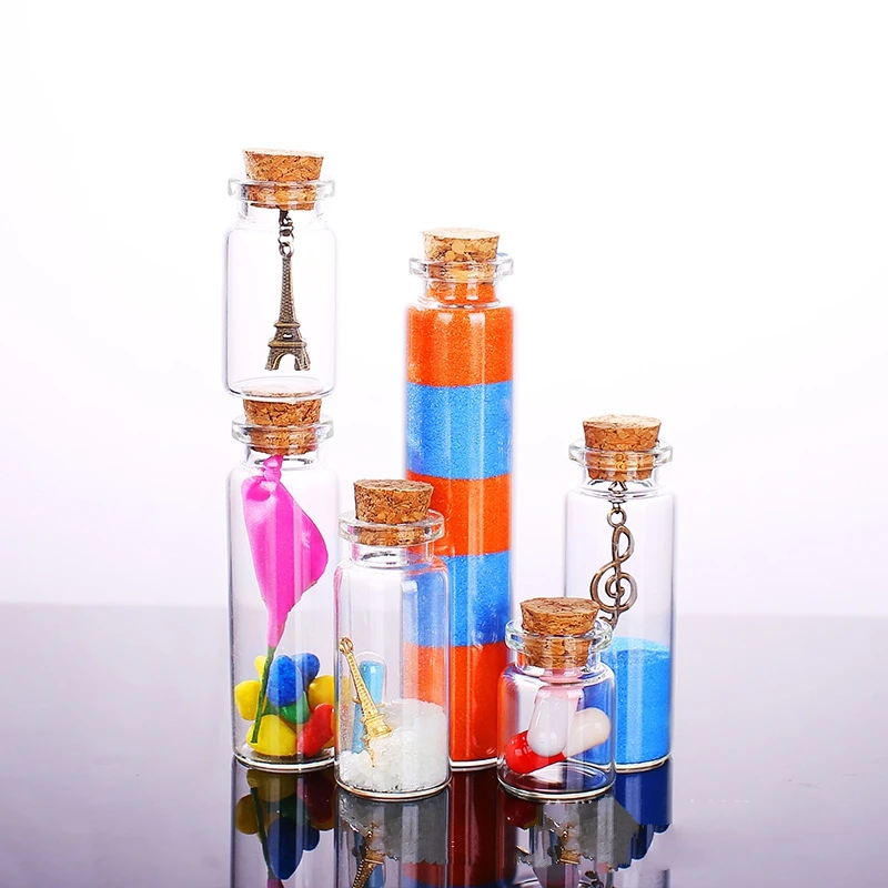 Wholesale 5ml 8ml 10ml small clear wishing glass bottle with cork