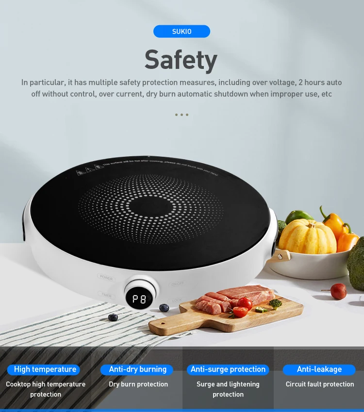 Free Standing Induction Cooktop Round Shape Induction Hob Temperature Intelligent Control Induction Cooker