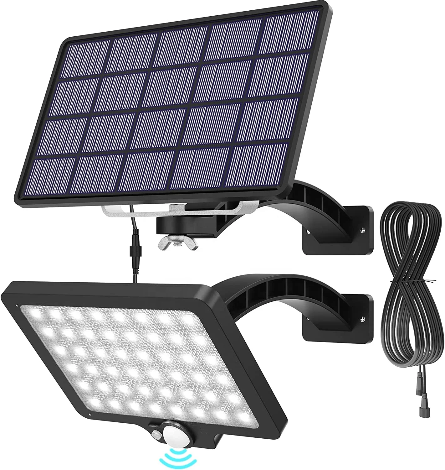Solar Security Light with Motion Sensor 48 LED Waterproof Separate Panel Dusk to Dawn Flood Lights for Outdoor Wall Porch Barn
