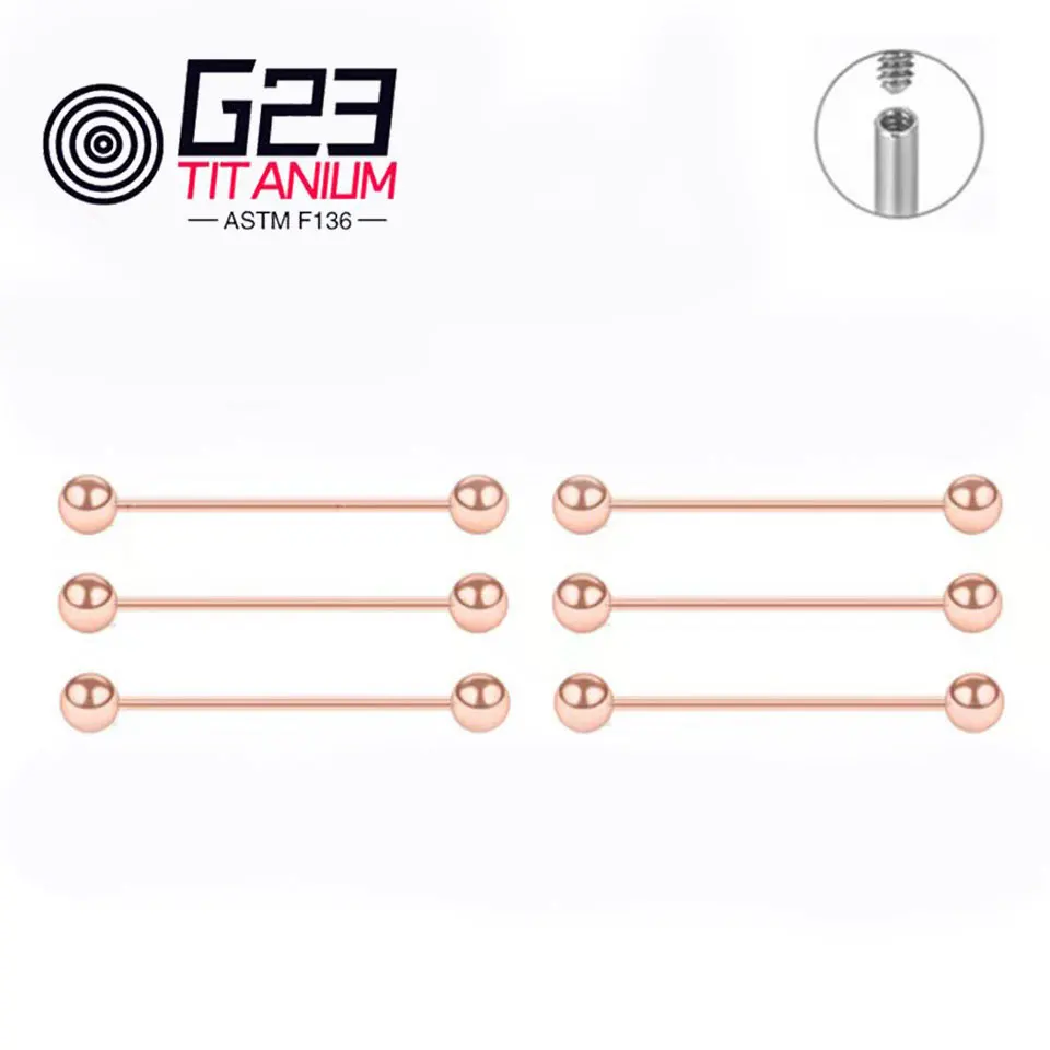ASTM F136 Titanium Silver Gold Cartilage Tragus Helix Conch Pierced Industrial Barbell Ear Piercing Jewelry
