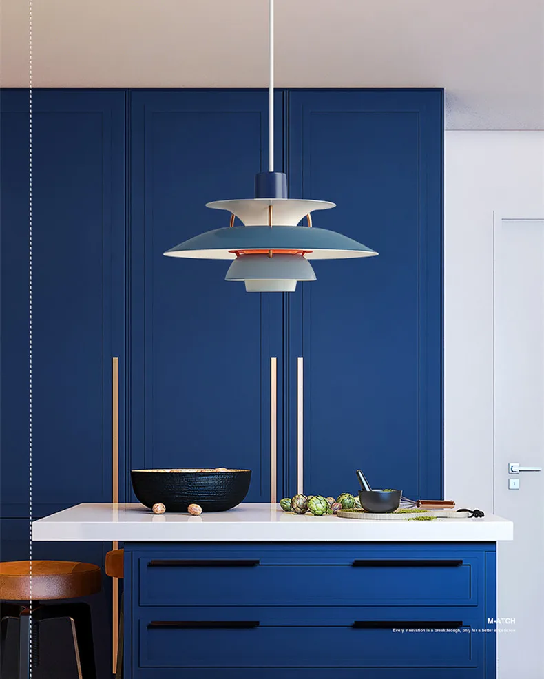 Nordic Creative Design Simple Metal Glass Hanging Pendant Light Colorful for Living Room Dining room