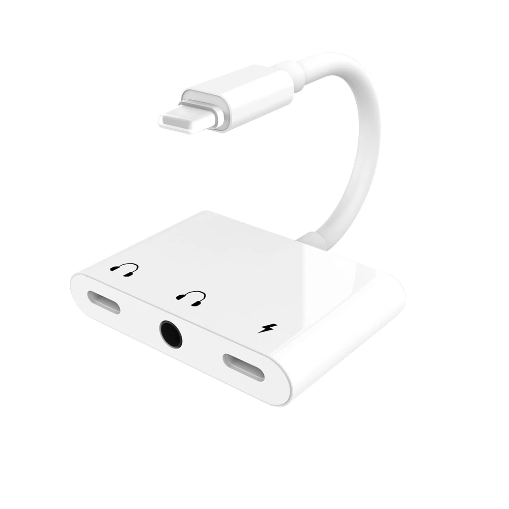 For iPhone Audio Adapter Earphone Jack Splitter Lighting 3.5 mm Headphone Adapter Audio Connector Headphones Adapter for iPad