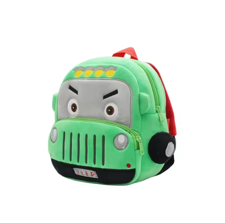 Kawaii Cartoon Mini Kids Plush Backpacks Racer Vehicle Car Toy School Bags for Toddlers