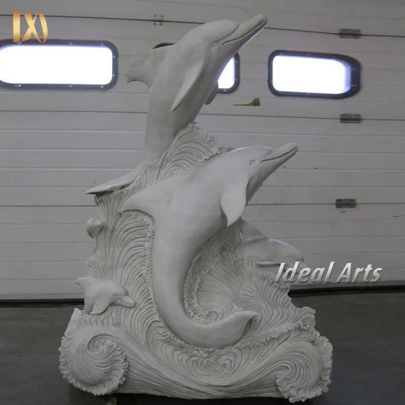 Индивидуальные наружные украшения сада Белый в натуральную величину мраморная статуя дельфина животного
