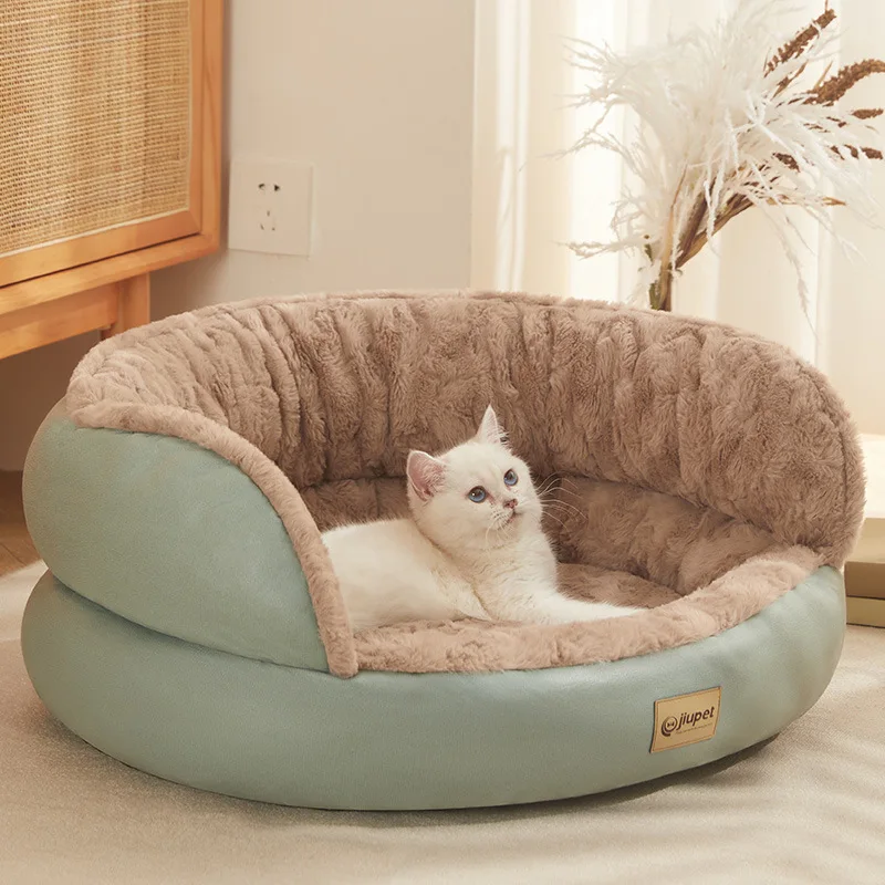 Wholesale Cute Cozy Comfy Winter Warm Indoor Washable Non Slip Round Pet Bed For Cats