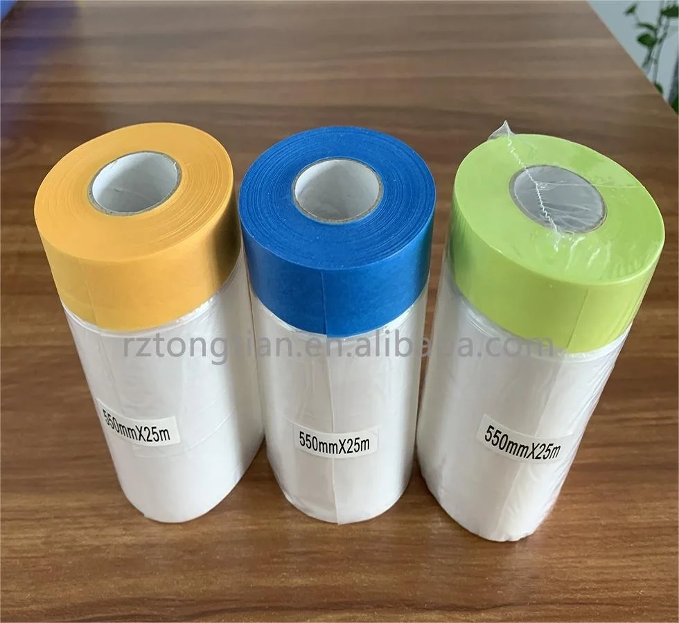 Clear Paint Plastic Protective Masking Film Custom Size Color Masking Film with Colored Masking Tape